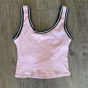 Pink Racing Stripe Crop Tank Top